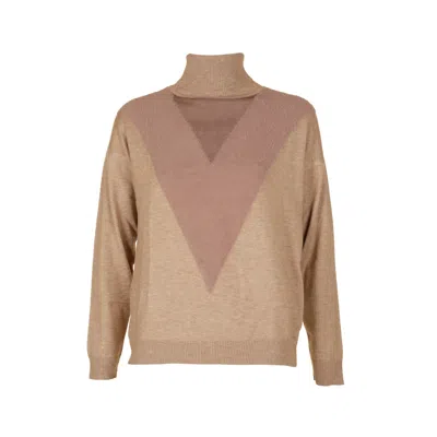 Mier Women's Neutrals Beige Turtleneck Moscow Knitwear