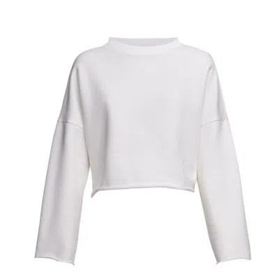 Mier Women's White Crew-neck Oslo Sweatshirt