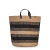 Mifuko Black / Brown Pamba Market Basket - Black Rib Weave L In Multi