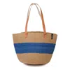 Mifuko Women's Blue / Brown Majani Shopper Basket - One Thick Stripe Blue M In Multi