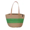 Mifuko Women's Green / Brown Majani Shopper Basket - One Thick Stripe Green M In Multi