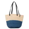 Mifuko Women's Neutrals / Blue Majani Shopper Basket  Duo Blue Black Leather M In Blue