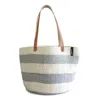 Mifuko Women's Neutrals / Grey Kiondo Shopper Basket - Light Grey Stripes M In Gray