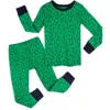 Mightly 100% Organic Cotton Print Long Sleeve Snug Fit Kids Pajamas In Evergreen Forest