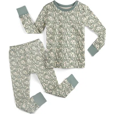 Mightly 100% Organic Cotton Print Long Sleeve Snug Fit Kids Pajamas In Multi