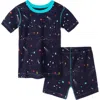 Mightly 100% Organic Cotton Print Shortie Snug Fit Kids Pajamas In Galaxy