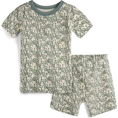 Mightly 100% Organic Cotton Print Shortie Snug Fit Kids Pajamas In Gray