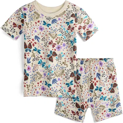 Mightly 100% Organic Cotton Print Shortie Snug Fit Kids Pajamas In Gray