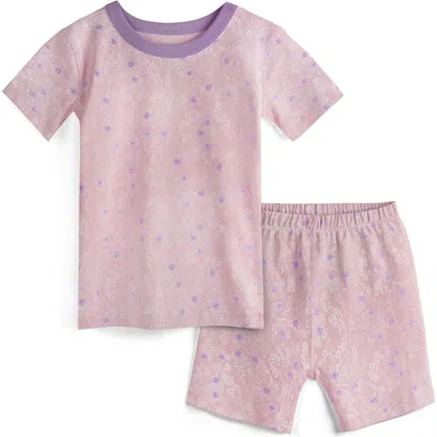 Mightly 100% Organic Cotton Print Shortie Snug Fit Kids Pajamas In Pink