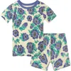 Mightly 100% Organic Cotton Print Shortie Snug Fit Kids Pajamas In Purple Poppy