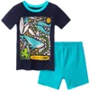 Mightly 100% Organic Cotton Print Shortie Snug Fit Kids Pajamas In Under The Sea