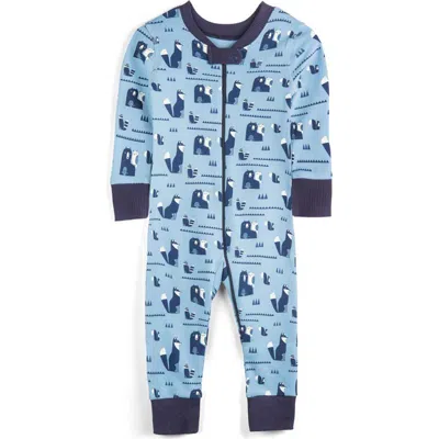 Mightly 100% Organic Cotton Print Snug Fit Baby Pajamas In Blue