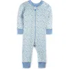 Mightly 100% Organic Cotton Print Snug Fit Baby Pajamas In Chambray Twig