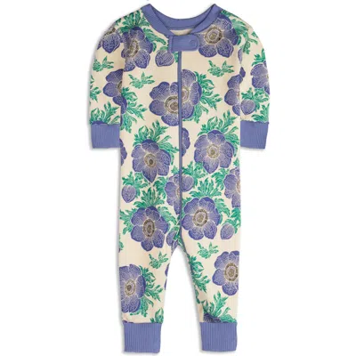Mightly 100% Organic Cotton Print Snug Fit Baby Pajamas In Purple Poppies