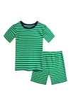 MIGHTLY MIGHTLY 100% ORGANIC COTTON STRIPE SHORTIE SNUG FIT KIDS PAJAMAS