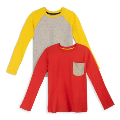 Pre-owned Mightly Kids' Boys Gray Red Yellow Long Sleeve T-shirt In Multi