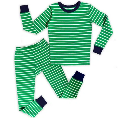 Mightly Kids' Boys Green Stripe 2-piece Pajamas