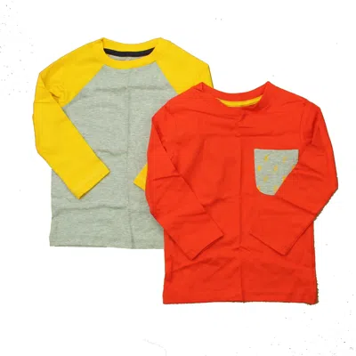 Pre-owned Mightly Kids' Boys Grey Yellow Orange Long Sleeve T-shirt In Multi