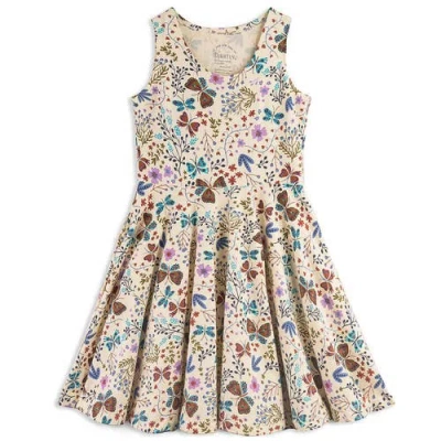 Mightly Babies'  Girls Fair Trade Organic Cotton Sleeveless Twirl Dress, Botanical Floral In Multi