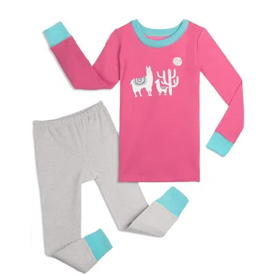 Mightly Kids' Girls Goodnite Llamas 2-piece Pajamas In Pink