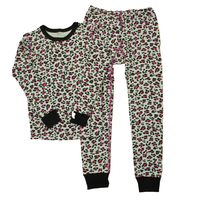 Mightly Kids' Girls Grey Pink Black 2-piece Pajamas In Gold