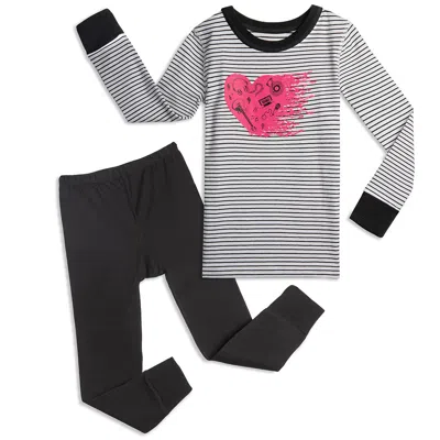 Pre-owned Mightly Kids' Girls I Love Rock N Roll 2-piece Pajamas In Gray