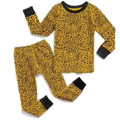 Pre-owned Mightly Kids' Girls Leopard 2-piece Pajamas In Brown