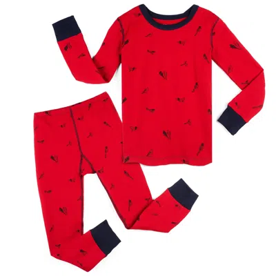 Mightly Kids' Girls Love Birds 2-piece Pajamas In Red