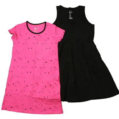 Pre-owned Mightly Kids' Girls Pink Stars Black Dress