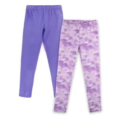 Mightly Kids' Girls Purple & Lilac Cloud Leggings In Multi