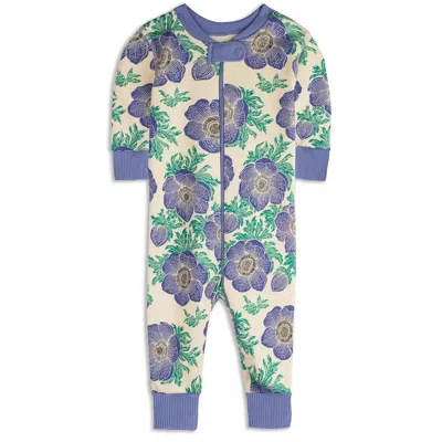 Mightly Kids' Girls Purple Hydrangea 1-piece Non-footed Pajamas In Multi
