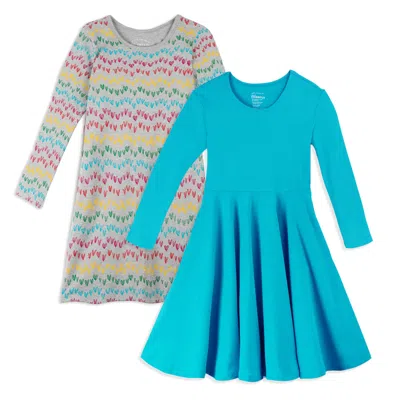 Pre-owned Mightly Kids' Girls Rainbow Hearts Dress In Multi