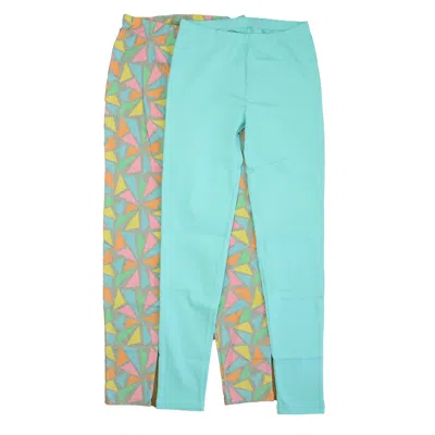 Mightly Kids' Girls Turquoise Gray Leggings In Blue