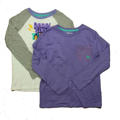 Mightly Kids' Girls White Purple Gray Long Sleeve T-shirt In Multi