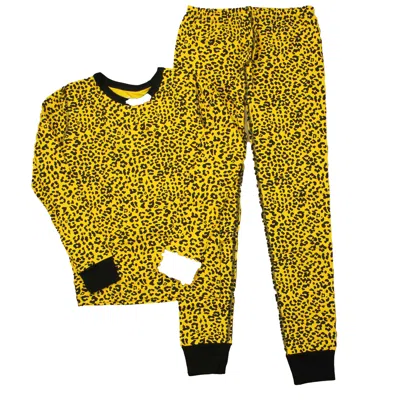 Pre-owned Mightly Kids' Girls Yellow Black 2-piece Pajamas