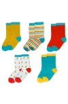Mightly Kids Organic Cotton Pattern Crew Socks 5-pack In Blue
