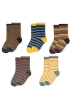 Mightly Kids Organic Cotton Pattern Crew Socks 5-pack In Multi