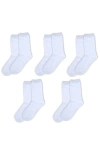 Mightly Kids Organic Cotton Solid Crew Socks 5-pack In White