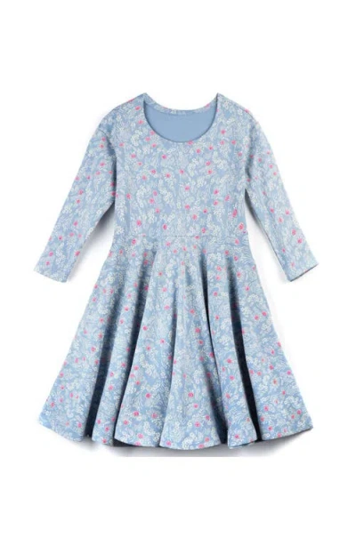 Mightly Kids'  Organic Cotton 3/4 Sleeve Print Twirl Dress In Cherry Blossom