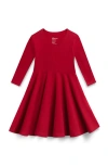Mightly Kids'  Organic Cotton 3/4 Sleeve Solid Twirl Dress In Red