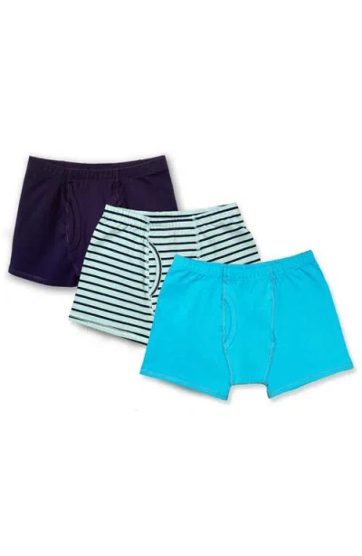 Mightly Kids'  Organic Cotton Boys Boxer Brief Underwear 3-pk In Blue