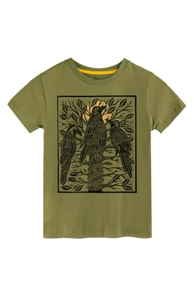 Mightly Kids'  Organic Cotton Boys Grahic T-shirt In Green
