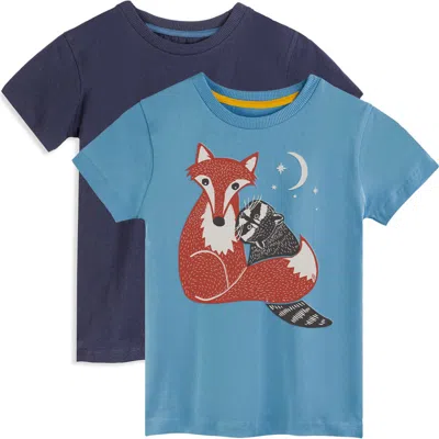 Mightly Kids'  Organic Cotton Boys Short Sleeve Graphic T-shirt 2-pack In Blue