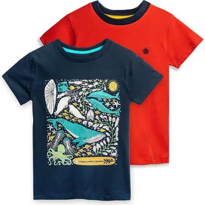 Mightly Kids'  Organic Cotton Boys Short Sleeve Graphic T-shirt 2-pack In Multi