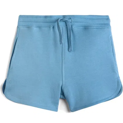 Mightly Kids'  Organic Cotton Drawstring Track Shorts In Blue