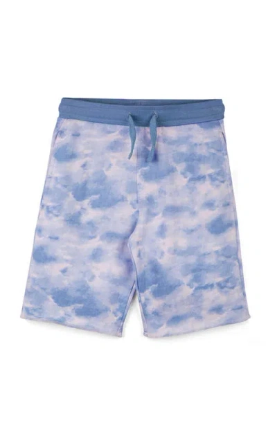 Mightly Kids'  Organic Cotton Fleece Knee Shorts In Blue Cloud