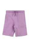 Mightly Kids'  Organic Cotton Fleece Knee Shorts In Lilac