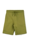 Mightly Kids'  Organic Cotton Fleece Knee Shorts In Olive