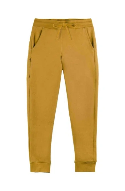 Mightly Organic Cotton Fleece Pocket Joggers In Yellow