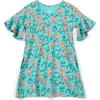 Mightly Kids'  Organic Cotton Flutter Sleeve Cascade Dress In Tiger Lily